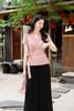 Áo linen hồng nơ hông SM1121