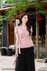 Áo linen hồng nơ hông SM1121