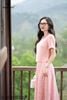 Áo linen hồng croptop SM1084