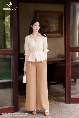 Quần suông nâu kem QD61