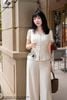 Áo linen be cổ V cài cúc SM1147