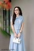 Áo ký giả xanh cổ thêu SM1106