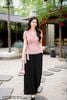 Áo linen hồng nơ hông SM1121