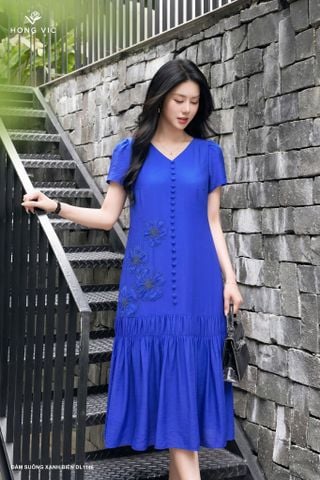 Đầm suông xanh biển DL1146