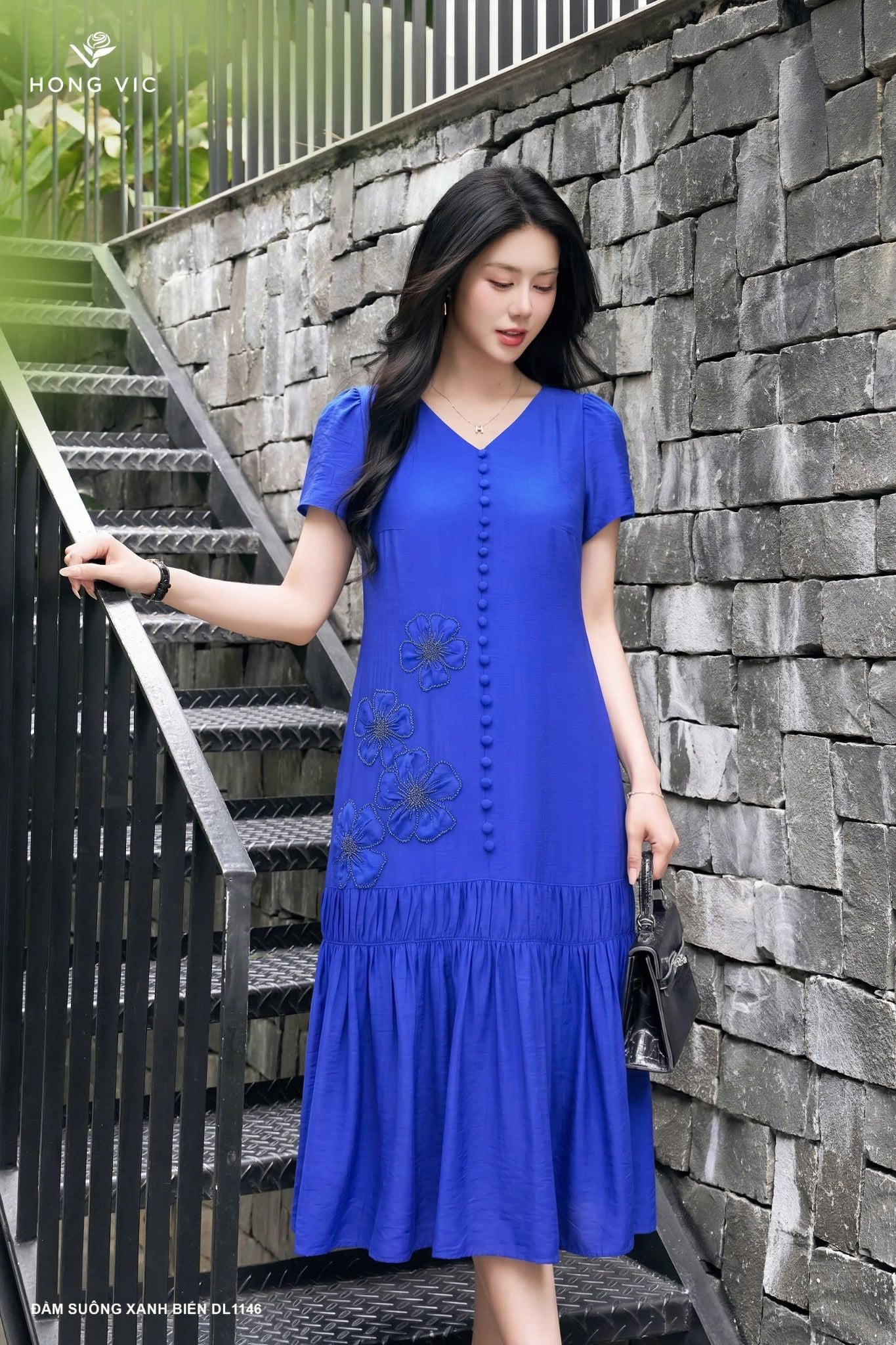 Đầm suông xanh biển DL1146
