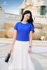 Áo croptop xanh coban cộc tay SM1110