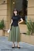 Áo cotton đen phối voan SM1160