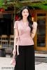 Áo linen hồng nơ hông SM1121