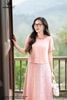 Áo linen hồng croptop SM1084