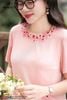 Áo linen hồng croptop SM1084