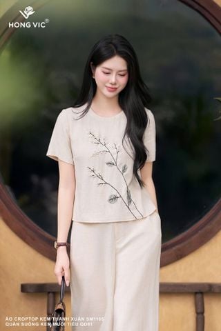 Áo croptop kem thanh xuân SM1105