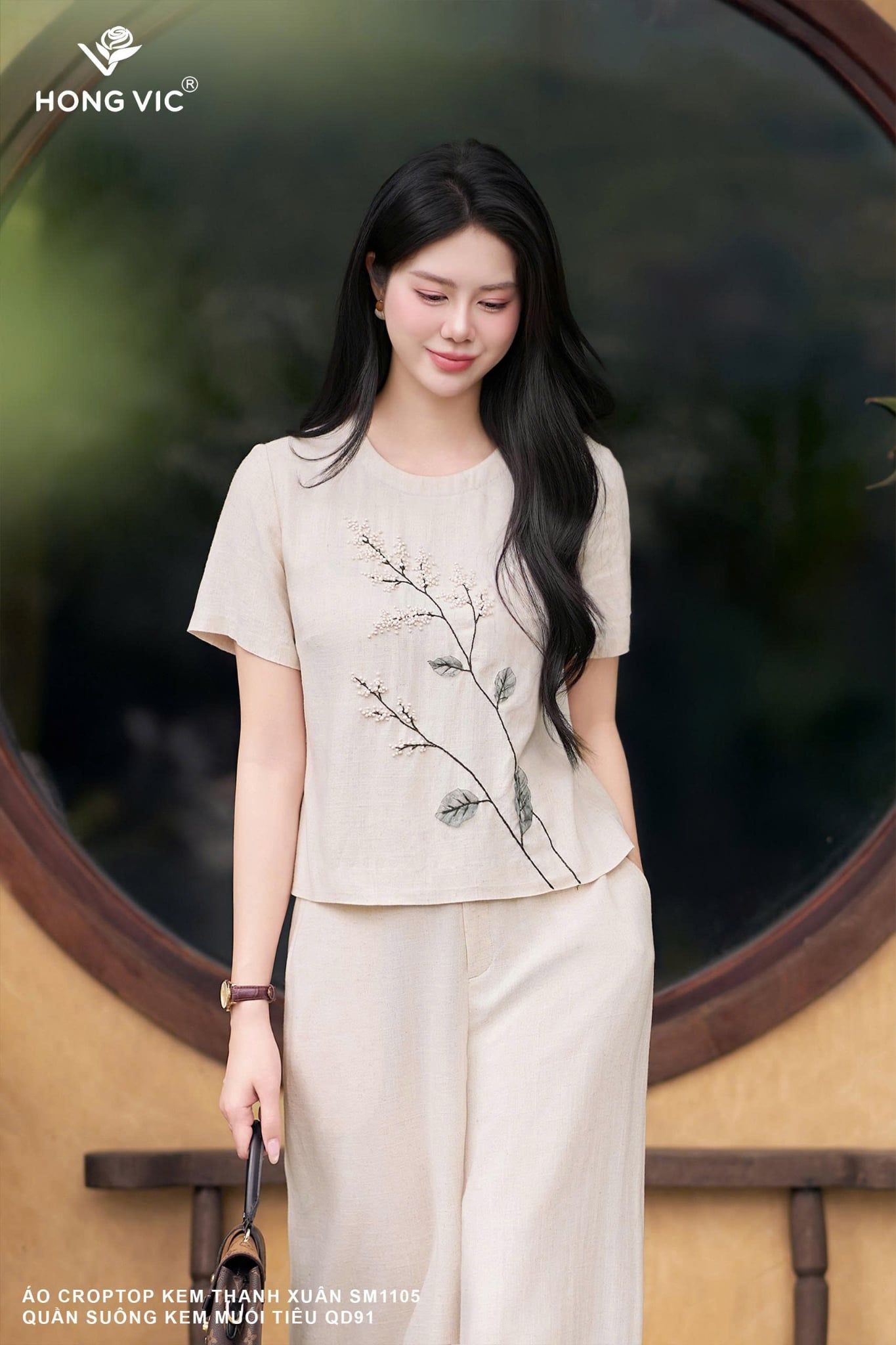 Áo croptop kem thanh xuân SM1105