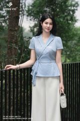Áo kẻ xanh cổ 2 ve SM1121