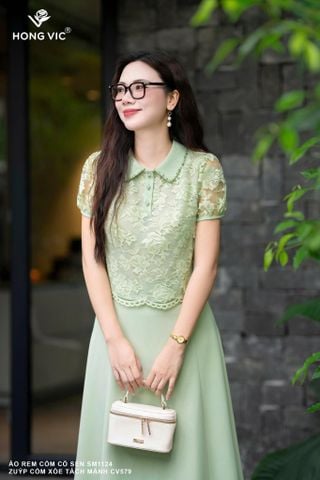 Áo ren cốm cổ sen SM1124