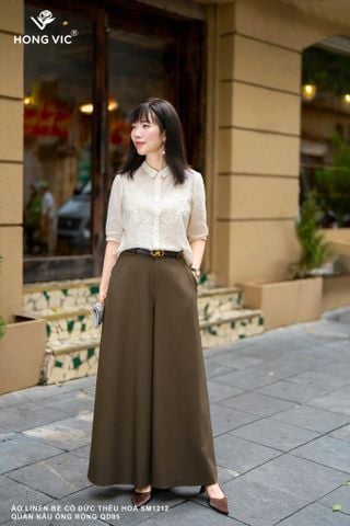 Quần nâu ống rộng QD95