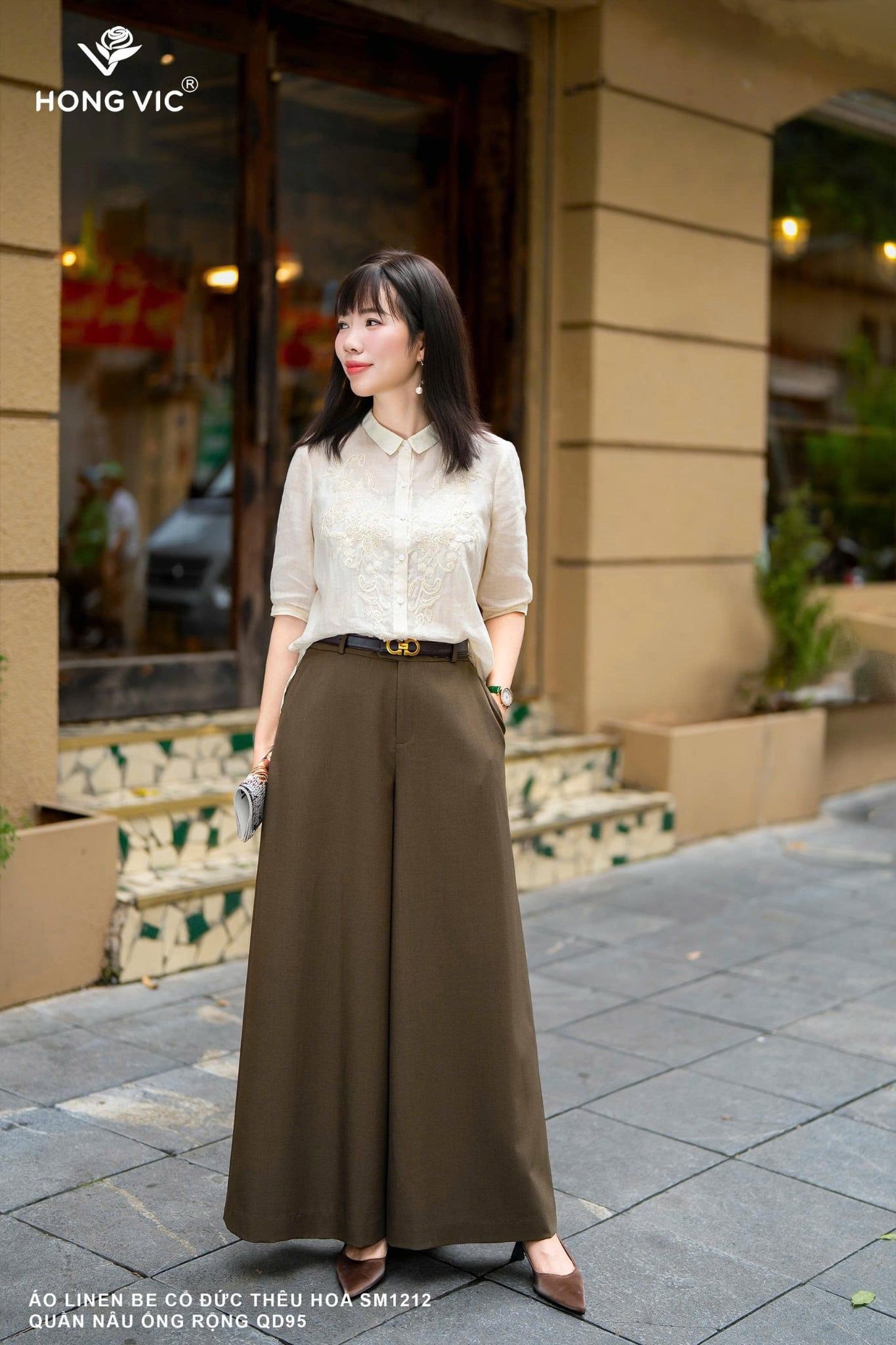 Quần nâu ống rộng QD95