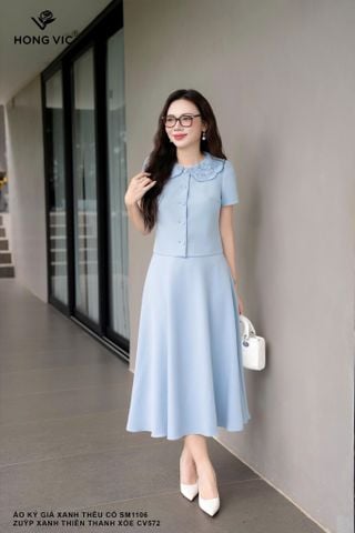Zuýp xanh thiên thanh xòe CV572