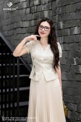 Áo boil kem thêu hoa cổ V SM1164