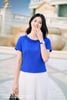 Áo croptop xanh coban cộc tay SM1110
