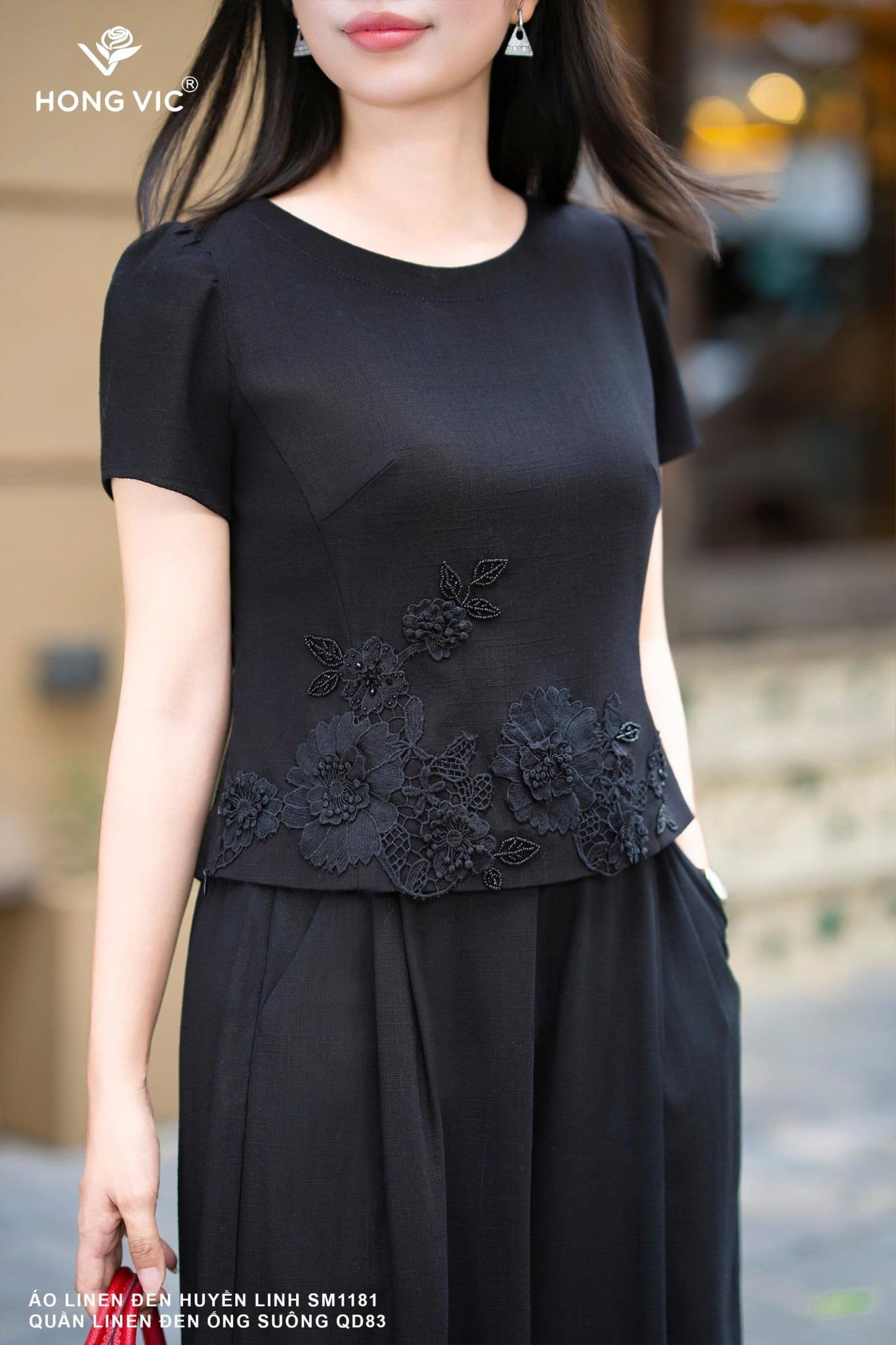 Áo linen đen huyền linh SM1181
