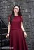 Zuýp tơ đỏ rượu xòe dài CV588