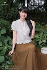 Áo boil trắng thêu hoa cổ tàu SM1130