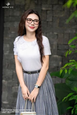 Áo cotton trắng hoa rơi SM1193