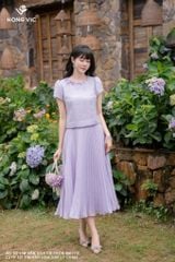 Zuýp tơ tím vân hoa dập ly CV593