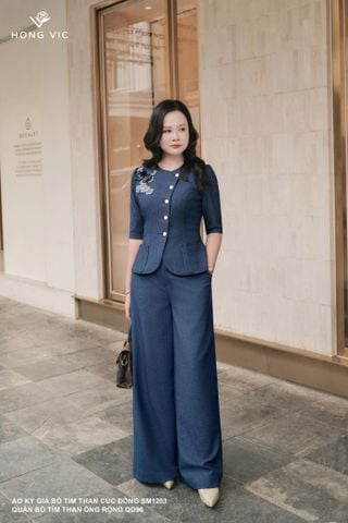 Quần bò tím than ống rộng QD96