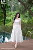 Đầm maxi trắng thêu gấu DL1155