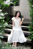 Đầm maxi trắng thêu gấu DL1155