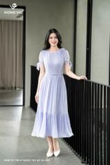 Đầm tơ tím ly ngực tay nơ DL1097