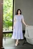 Đầm tơ tím ly ngực tay nơ DL1097