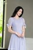 Đầm tơ tím ly ngực tay nơ DL1097