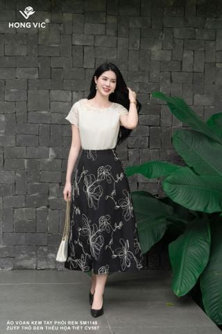 Zuýp thô đen thêu họa tiết CV587