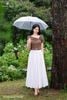 Áo cotton nâu cổ nơ cộc tay SM977