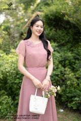 Áo tơ hồng croptop SM912