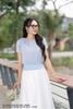 Zuýp voan trắng dài rẻ quạt CV302
