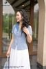 Áo ký giả xanh thiên thanh cộc tay SM862