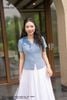 Áo ký giả xanh thiên thanh cộc tay SM862