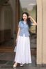 Áo ký giả xanh thiên thanh cộc tay SM862