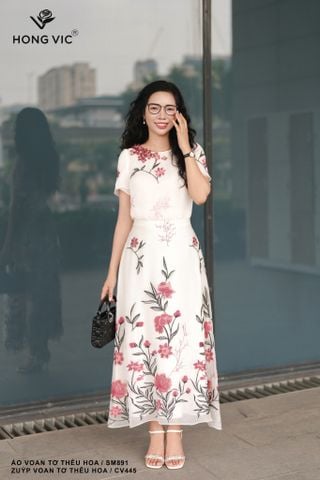 Zuýp voan tơ thêu hoa CV445