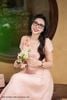 Đầm tơ hồng thêu hoa nhí DL1107