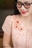 Đầm tơ hồng thêu hoa nhí DL1107