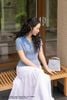 Áo ký giả xanh thiên thanh cộc tay SM862