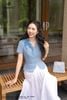 Áo ký giả xanh thiên thanh cộc tay SM862