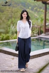 Quần bò suông xanh đậm mí ly QB10