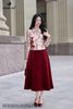 Zuýp dạ nhung đỏ xòe dài CV534