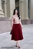 Zuýp dạ nhung đỏ xòe dài CV534