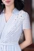 Đầm kẻ xanh nơ hông DL1110
